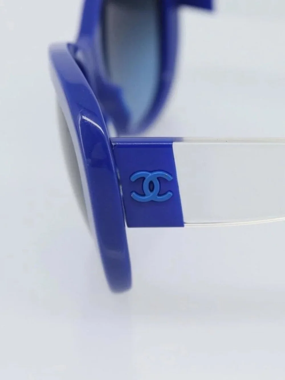 CHANEL Sunglasses Plastic Blue CC Auth BA13654